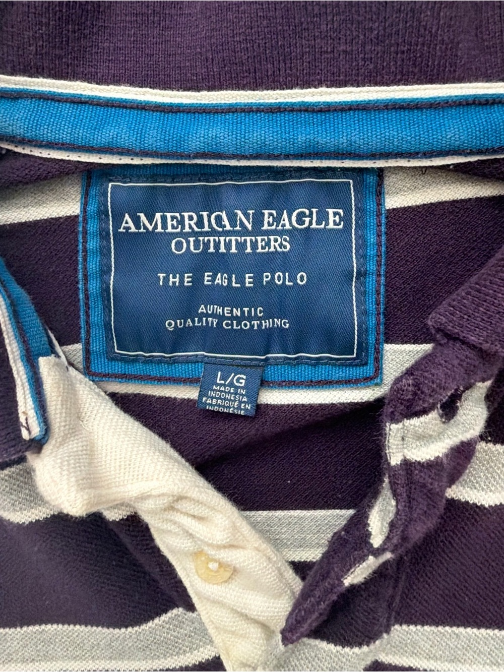 American Eagle Outfitters Purple & White Striped Polo - Picture 3 of 3